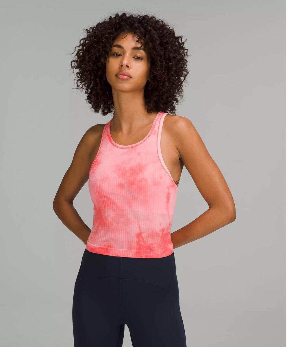Lululemon Ebb to Street Cropped Tank Marble Dye Coral Size 6
